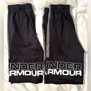 2 pair of boys of Under Armour dri-fit shorts black